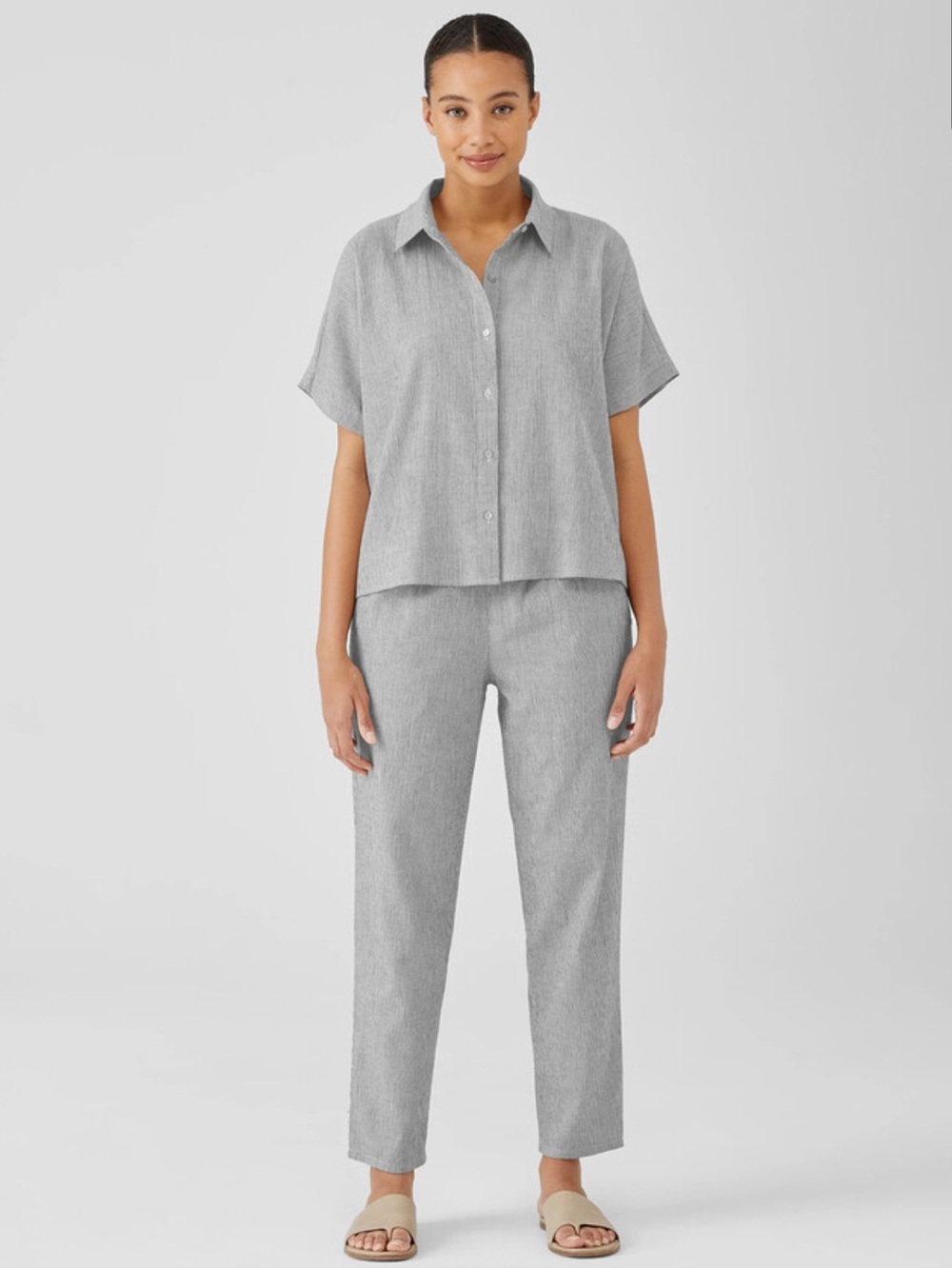 Organic Cotton Linen Ticking Stripe Tapered Pant XL NWT
